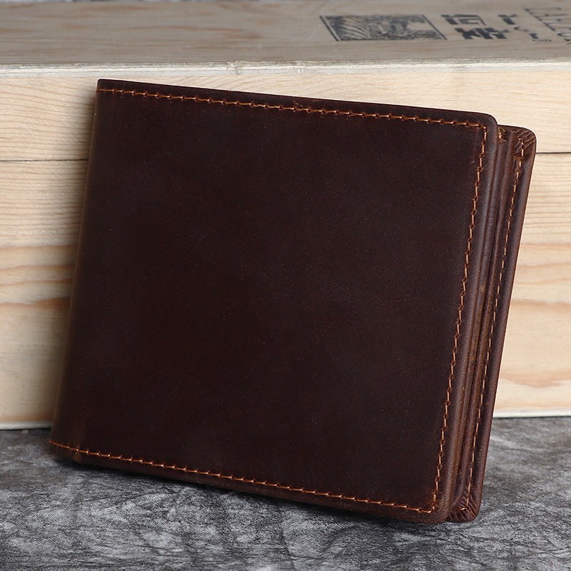 Wholesale Trade Men's Leather Genuine Business Short Clip Head Layer Cowhide Wallet